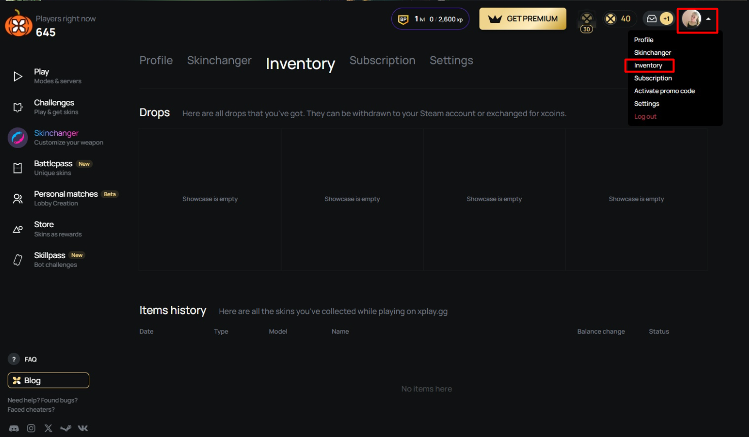 Exploring xplay.gg Inventories