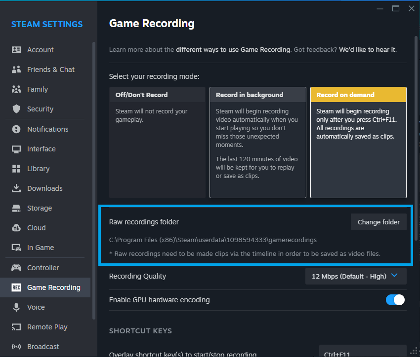 Steam Game Recording