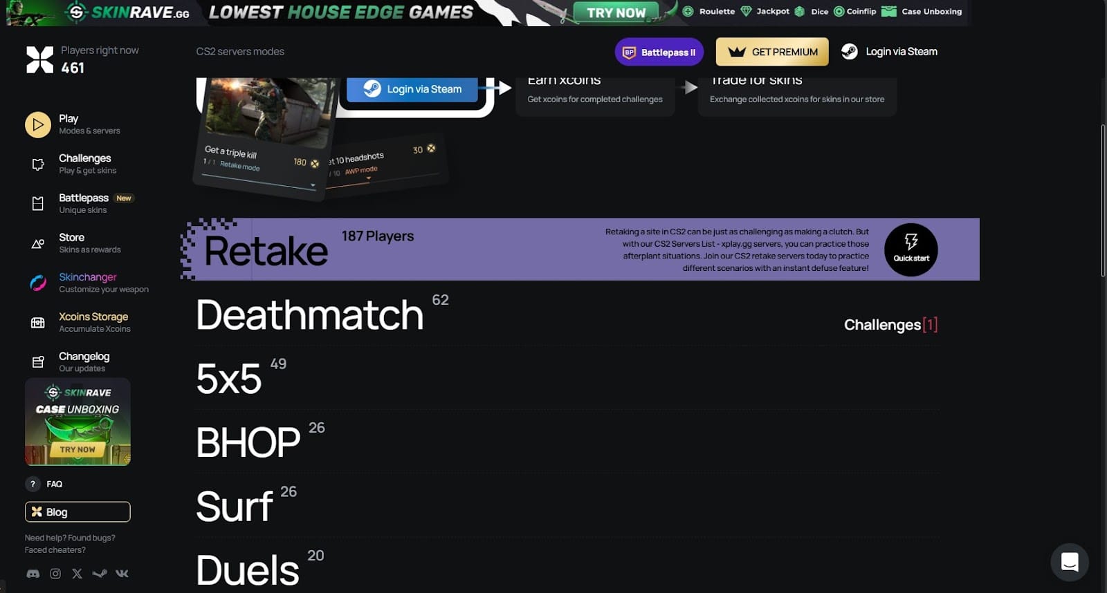 Game mode selection