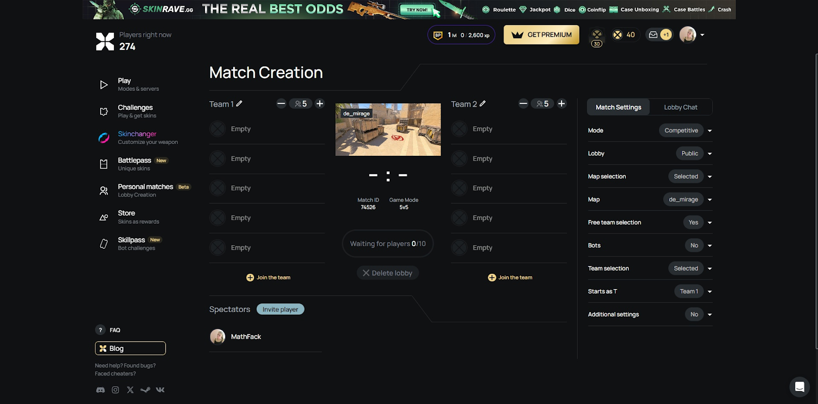 How to Start Using Personal Matches on Xplay.gg