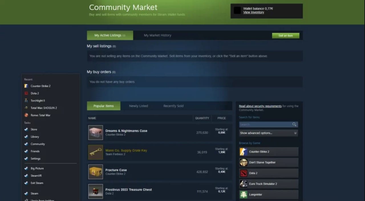 Using the Steam Market