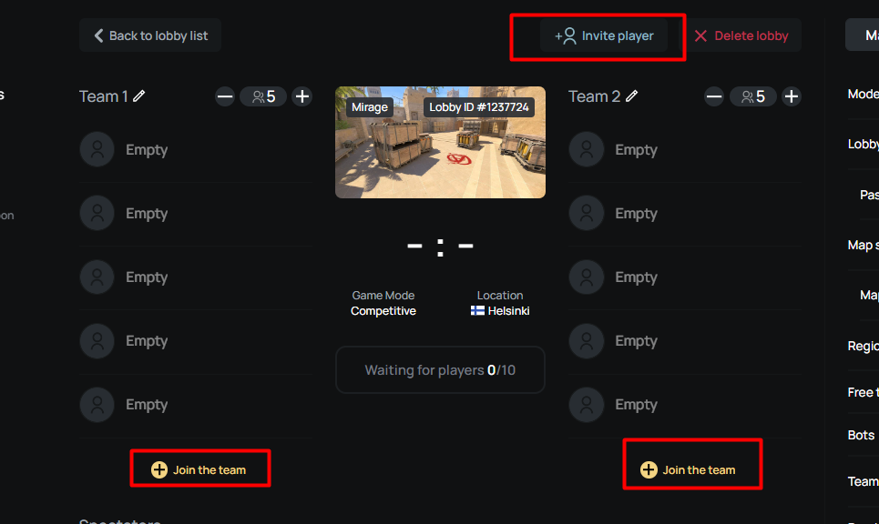 Step 4. Invite your friends and start the game