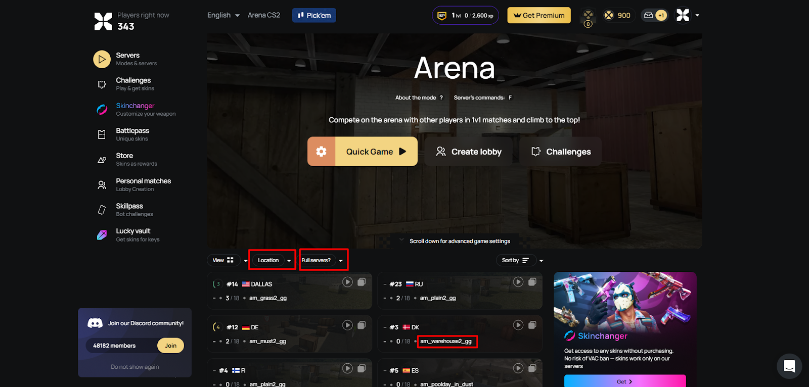 How do you Connect to Arena Servers